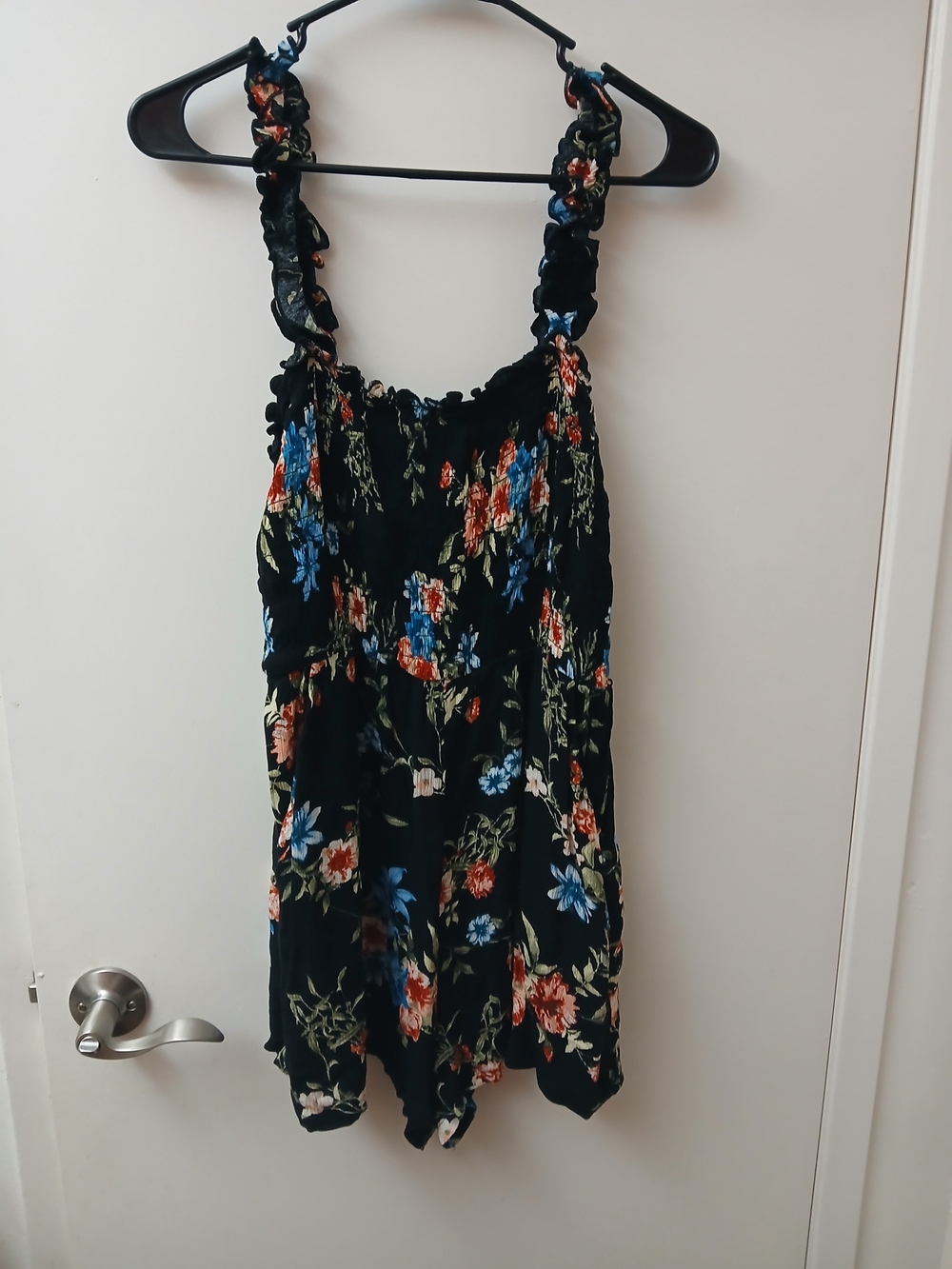 Lily Rose Black Floral  Top with Ruffle Straps